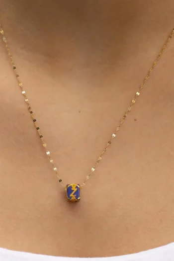 14K Solid Gold Filigree Beaded Letter Necklace – Handmade Initial Pendant
