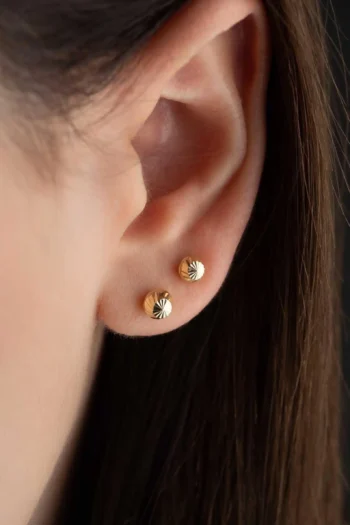 14K Solid Gold Ball Stud Earrings – Minimalist Gold Stud Earrings