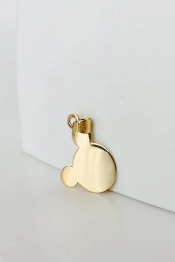 14K Solid Gold Cartoon Mouse Pendant – Minimalist Animal Charm