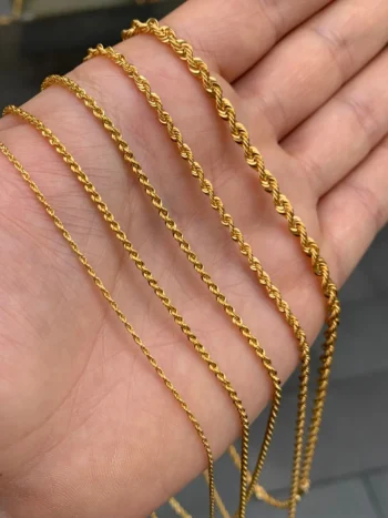 14K Solid Gold Rope Chain Necklace – Genuine Gold Twisted Chain
