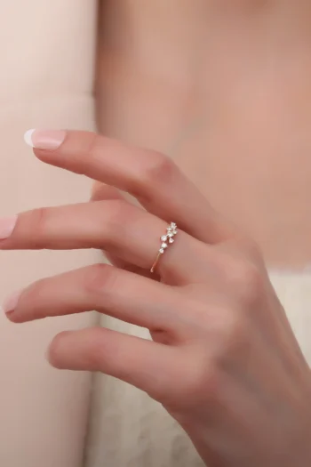 14K Solid Gold Real Diamond Cluster Ring – Unique Diamond Ring