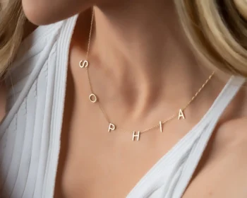 14K Solid Gold Custom Name Necklace – Personalized Letter Necklace