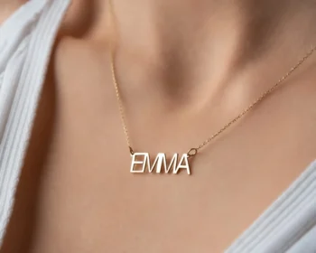 14K Solid Gold Custom Name Necklace – Personalized Minimalist Name Necklace