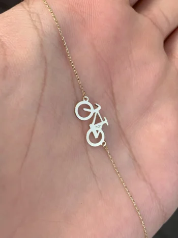 14K Solid Gold Bike Bracelet – Dainty Bicycle Charm Bracelet