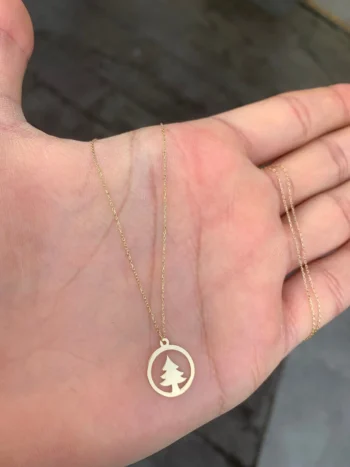 14K Solid Gold Pine Tree Necklace – Minimalist Christmas Tree Pendant