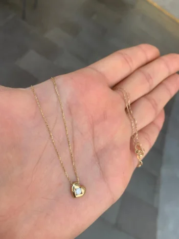 14K Solid Gold Heart Solitaire Necklace – Dainty Heart Pendant