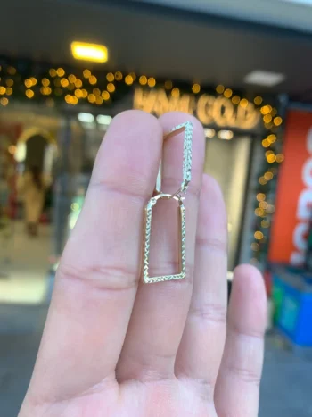 14K Solid Gold Shaped Rectangle Hoop Earrings – Spiral Square Hoop Earrings