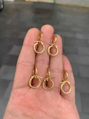 14K Solid Gold Tiny Hoop Earrings – Twisted Mini Hoop Earrings