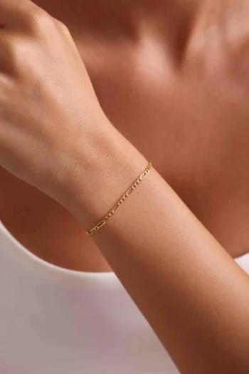 14K Solid Gold Figaro Chain Bracelet – Dainty Chain Bracelet